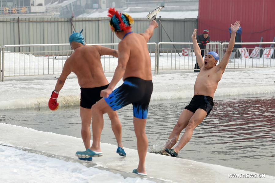 Winter swimmers perform in Harbin