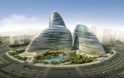 Twin buildings appeared in Beijing and Chongqing