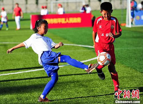 Young soccer players train in Shenyang