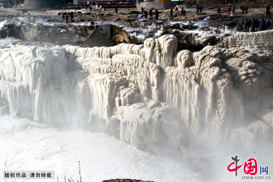 Stunning view of Yellow River Hukou ice cascade