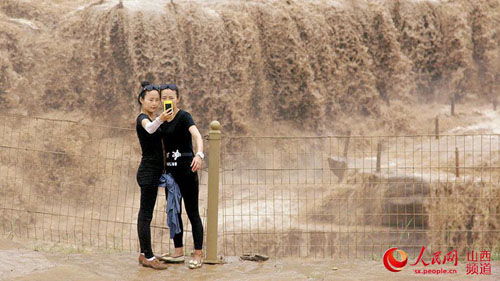 The Yellow River's Hukou Waterfall in summer flood season