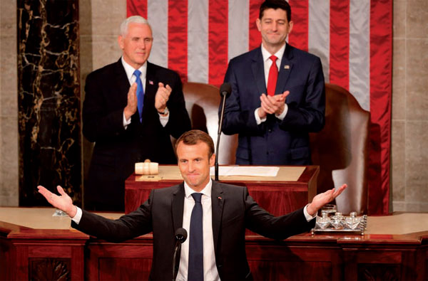 Macron shows differences with Trump in address to Congress