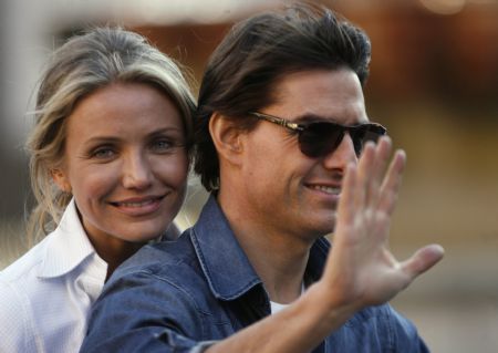 Tom Cruise, Cameron Diaz on set of 