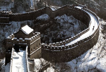 Magnificent Great Wall covered with snow