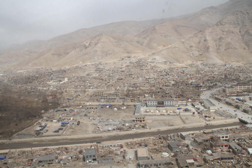 Aerial view of quake-hit Yushu