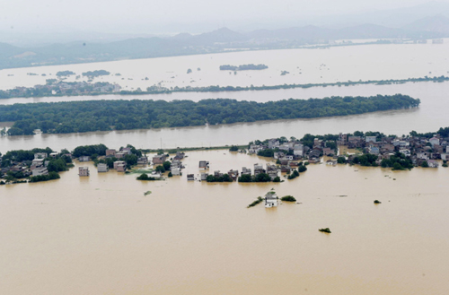 Village flooded in Jiangxi