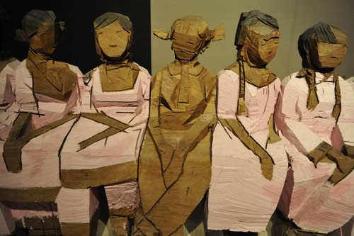 Wooden people exhibit showcases in Beijing