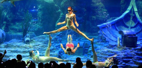 Russian swimmers perform underwater ballet in Wuhan