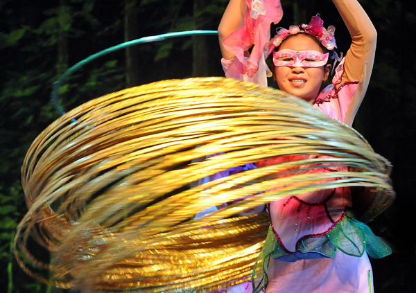 Handicapped children perform Chinese acrobatics