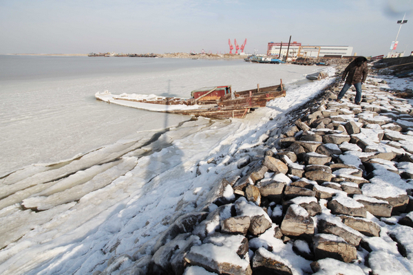 Sea freezes as mercury drops