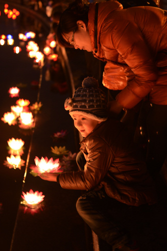 Water lanterns a prayer for happiness