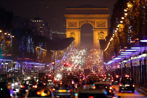 Christmas lights sparkle in Paris