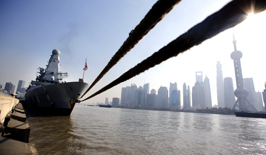 British Navy ship docks in Shanghai