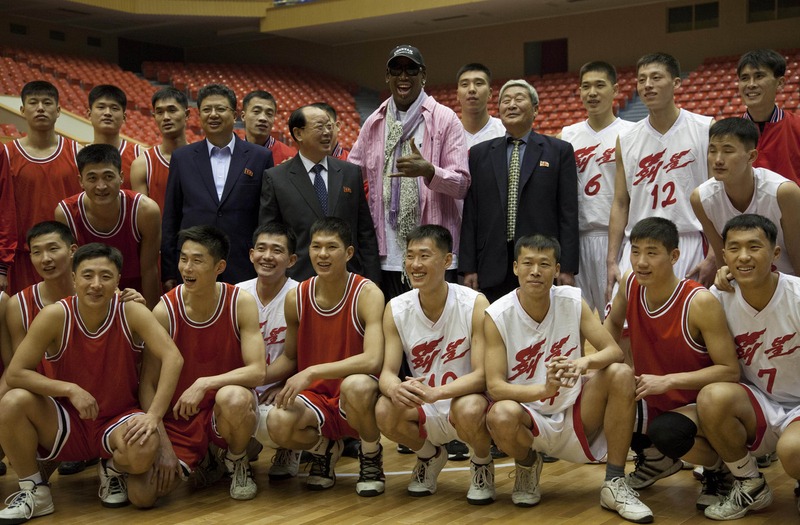 Rodman trains basketball players in DPRK