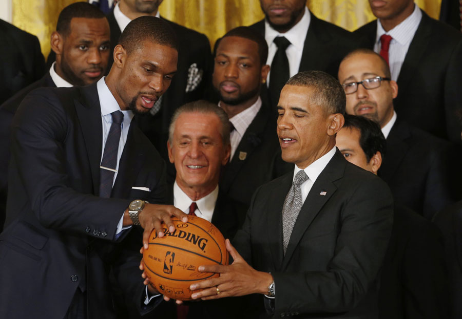 President Obama hosts Heat in White House