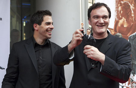 Tarantino and Roth arrive for a screening of new film 