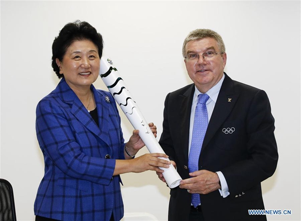 Chinese Vice Premier Liu Yandong meets with IOC chief Bach