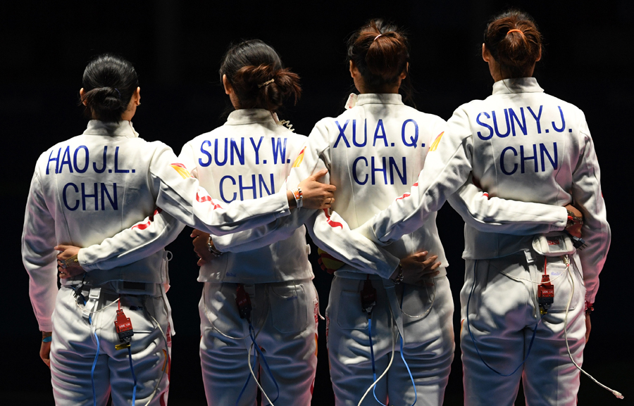 Defending China's women's epee team settles for silver