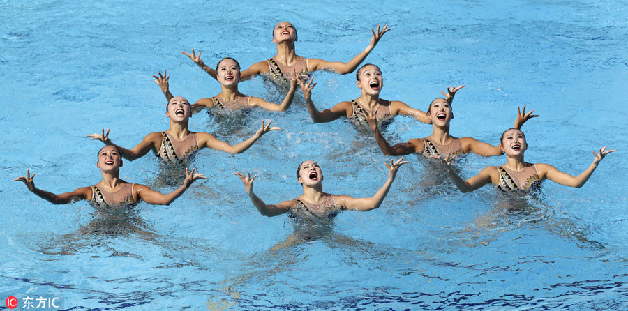 China team 2nd in synchronized swimming technical routine