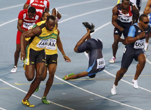 Proud Bolt fires Jamaican team to world record