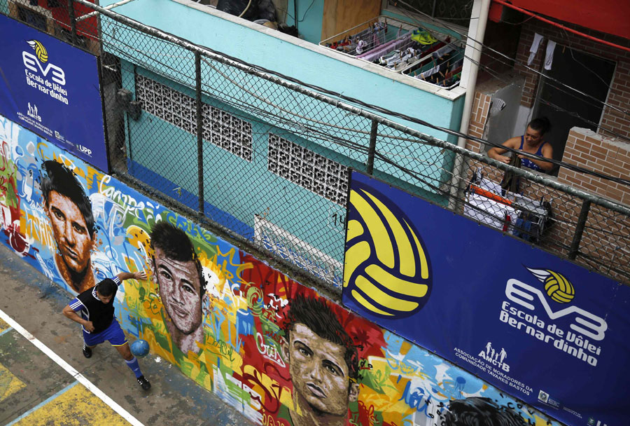 Soccer match in Rio de Janeiro's slum