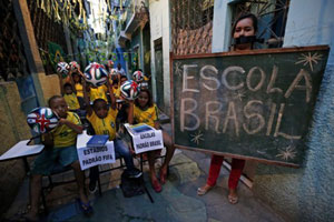 Soccer match in Rio de Janeiro's slum