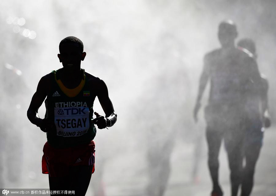 Ghirmay Ghebreslassie wins men's marathon in Beijing Athletics Worlds