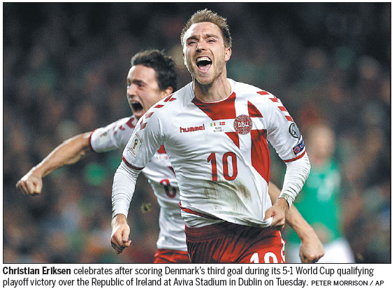 Eriksen electrifies in serving Danish pasting in Dublin