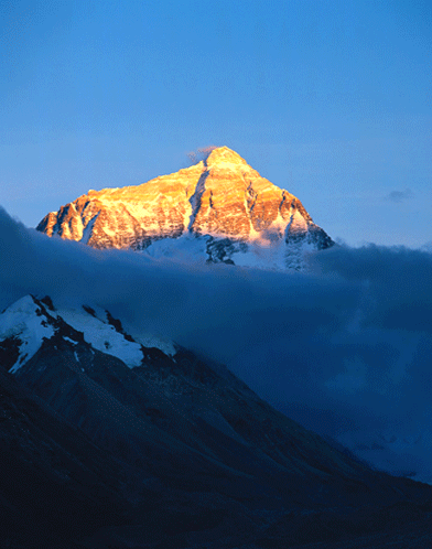 Himalayan range under sunset