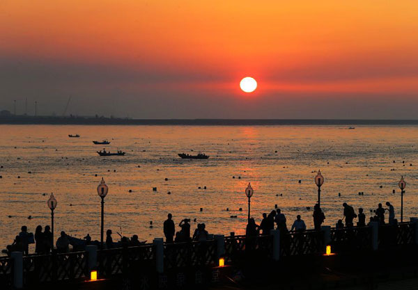 Sunset view at Tamsui District of Xinbei City, China's Taiwan