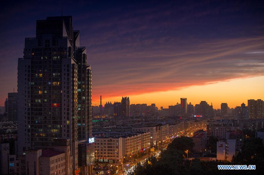 Marvelous sunset glow in China's Harbin