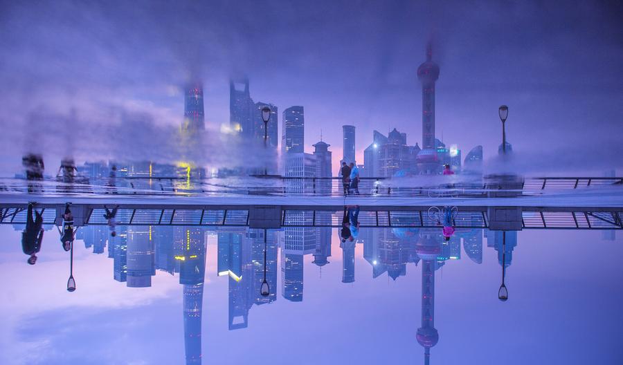 Early morning scenery of Bund in Shanghai