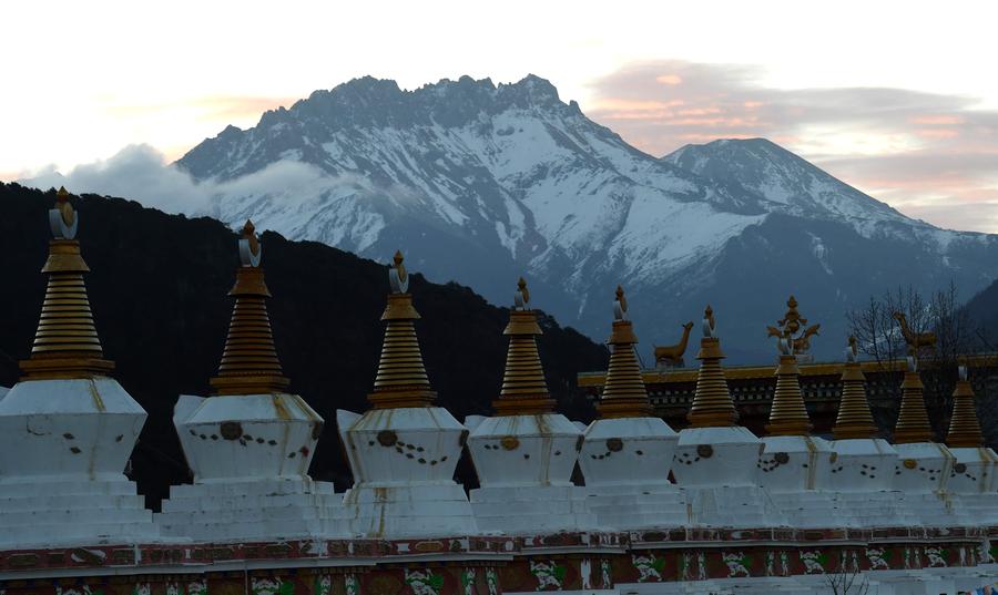 Magnificent Diqing snow-capped mountain in early spring