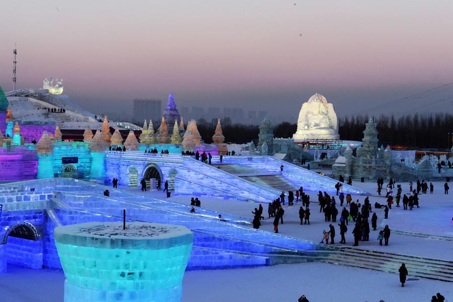 Harbin Ice and Snow World opened to public in NE China