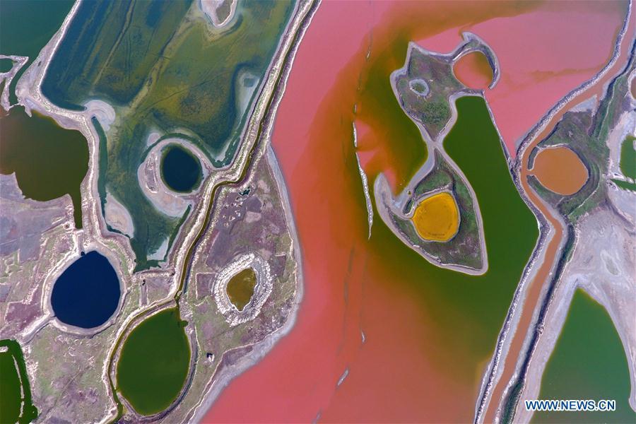 Colorful salt lake in Yuncheng, Shanxi