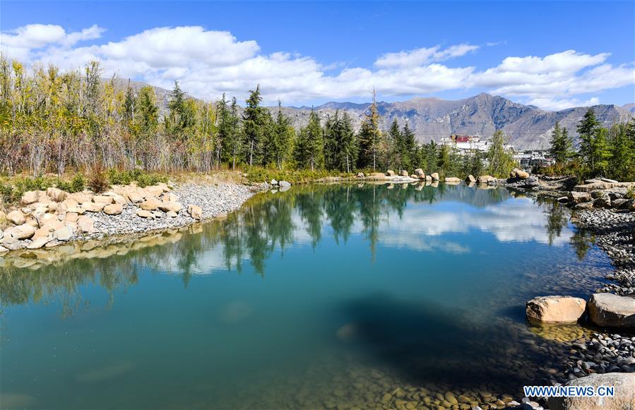 Scenery of Nanshan Park nearby Potala Palace in Lhasa