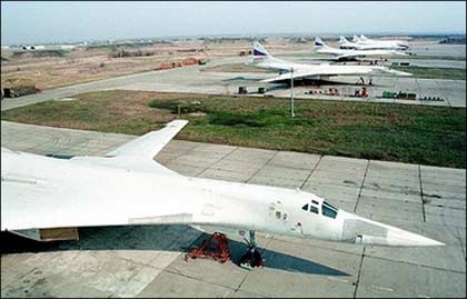 This undated picture shows a supersonic Russian TU-160 