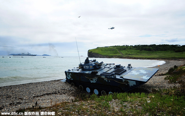 Chinese infantry combat vehicles in Russian-Chinese military drill