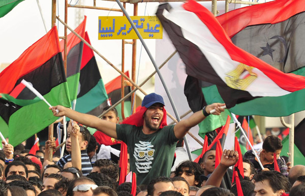 People celebrate the liberation of Libya