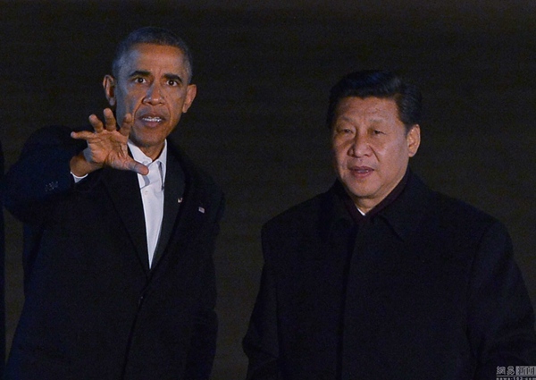 Relaxed stroll sets mood for Xi, Obama