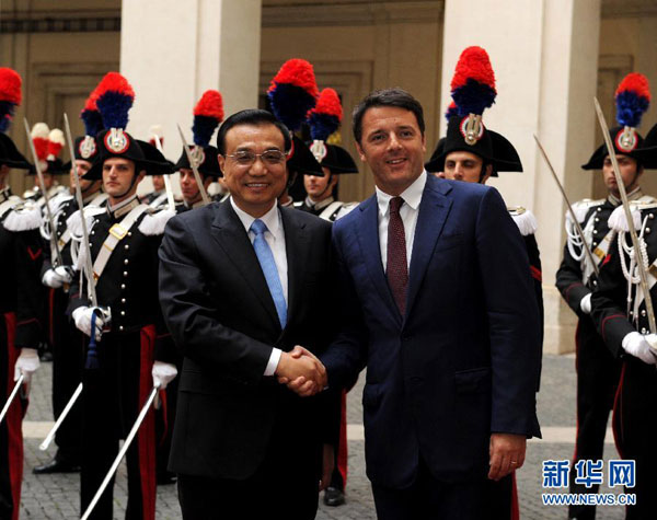 Chinese premier arrives in Rome for official visit to Italy