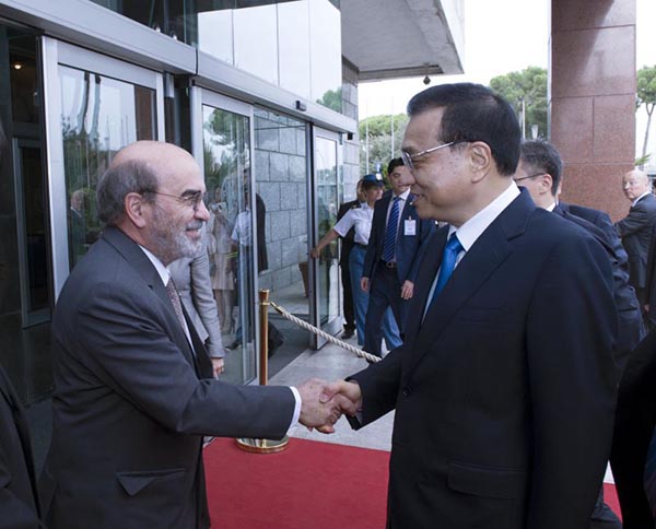 Chinese premier meets director-general of UN FAO in Rome