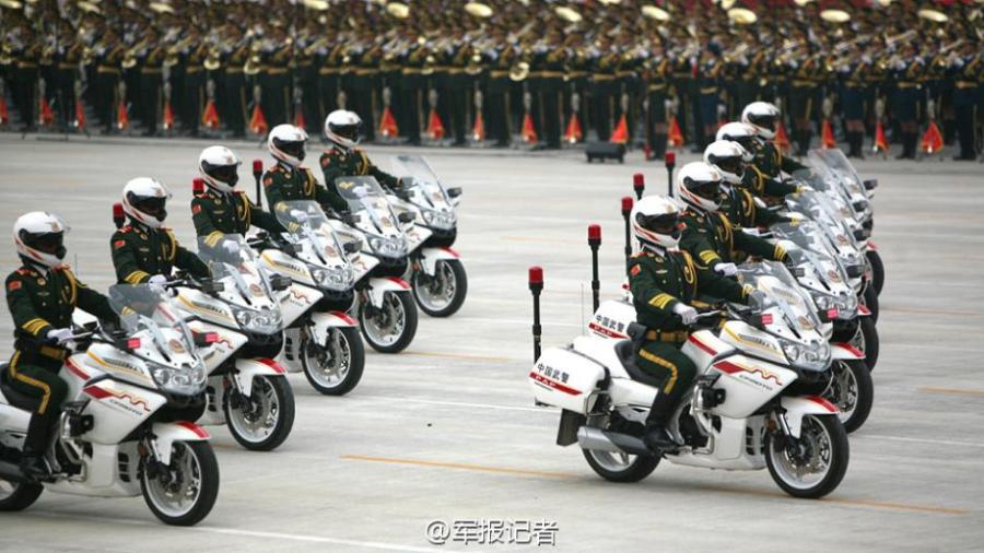 Chinese armed police motorcycle guard formation to make its debut