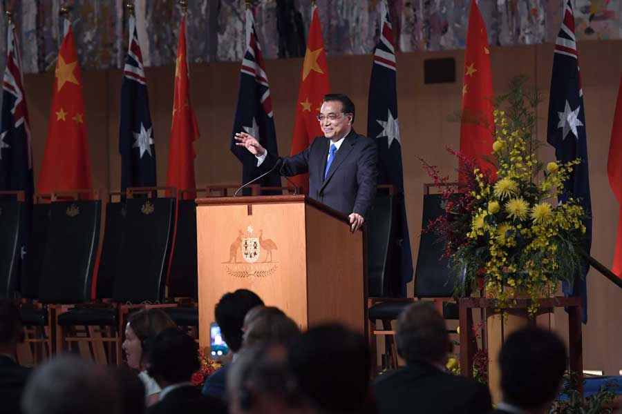 Li addresses welcome luncheon hosted by Australian PM