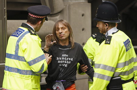 'Spiderman' joins G20 protestors in London