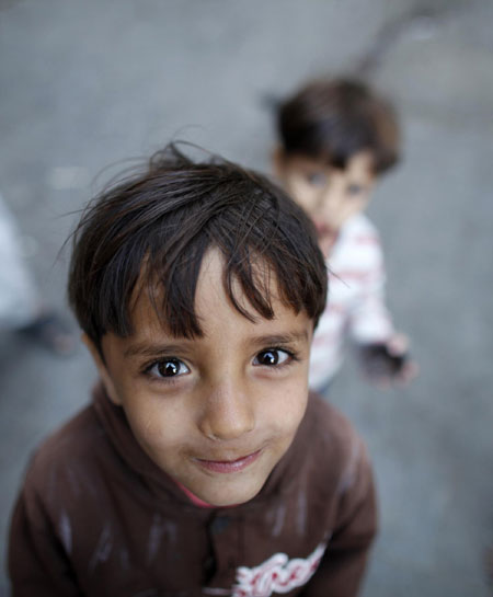 Children play at a UNESCO World Heritage site