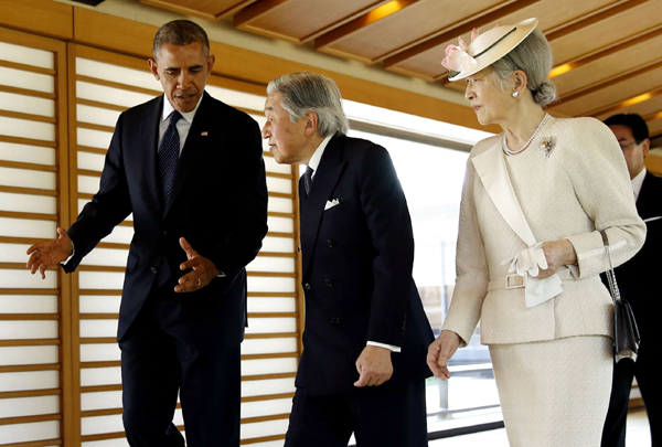 Shinzo greets a less chummy Barack