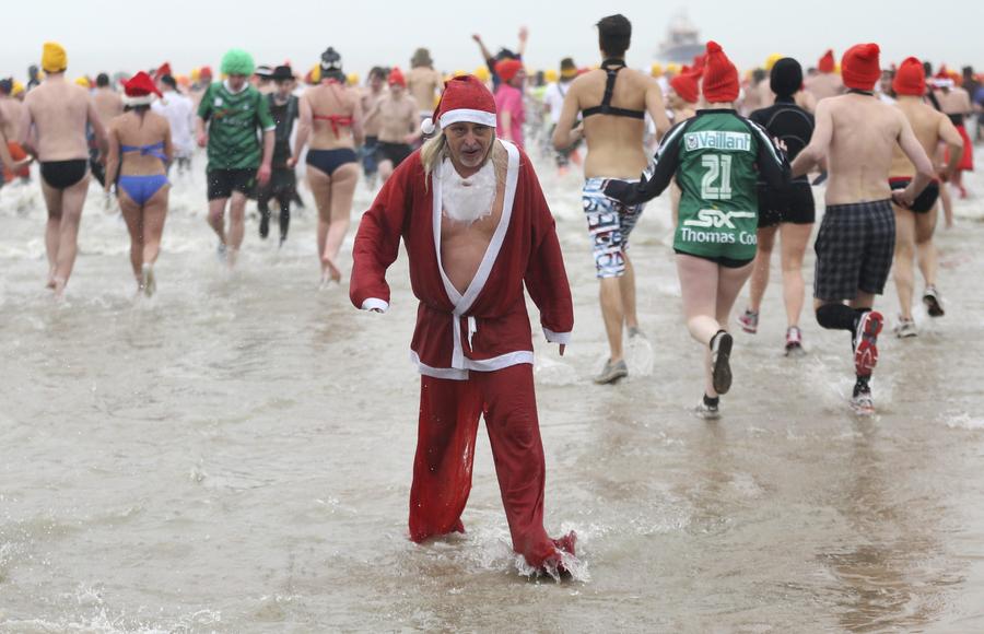 Annual New Year's swim event held in Belgium