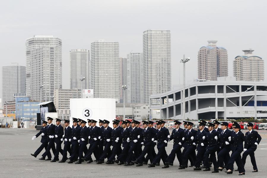 New Year's fire brigade review in Tokyo