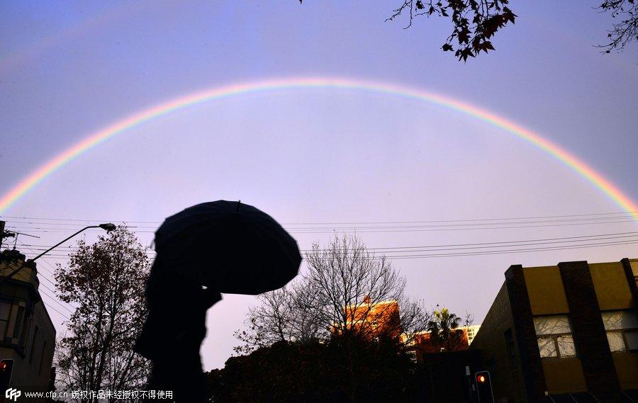 Double rainbow at sunset in Sydney